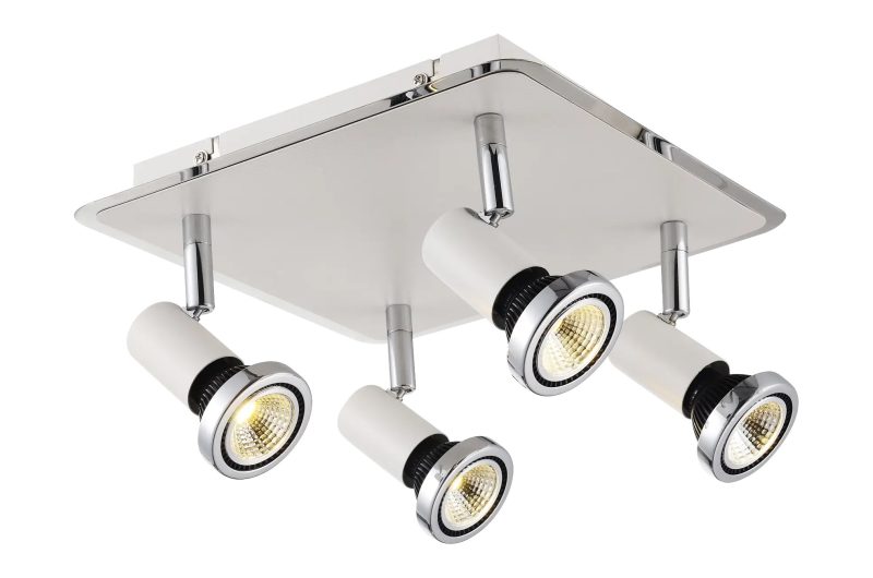Fantasia Xzibit plafondlamp vierkant wit-chroom, 4x GU10 LED 5W incl.