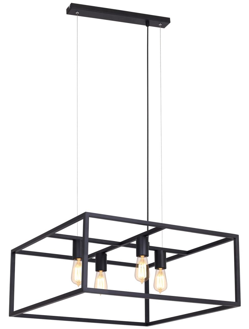 Fantasia Kago Pendelleuchte quadratisch schwarz Stahl, 4x E27