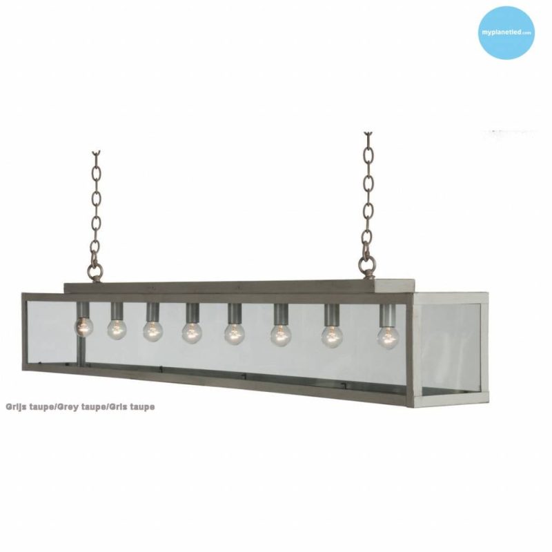 Linea Verdace Zenia Pendelleuchte Glas Metall grau-taupe rustikal 150 cm 8-flammig