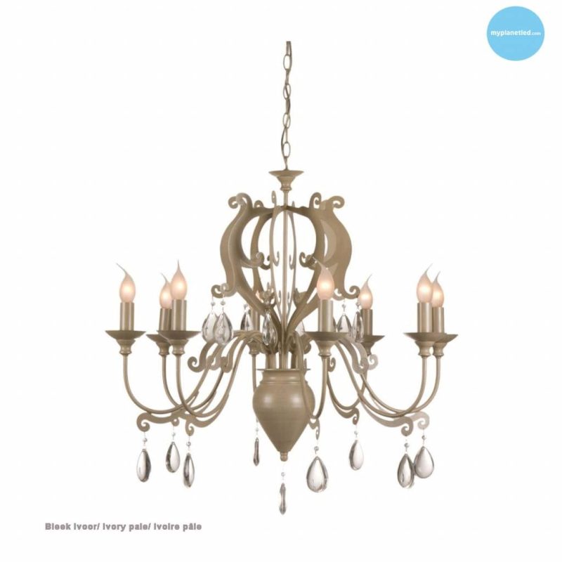 Linea Verdace Pedrera lustre suspension à cristaux E14x8 80cm gris taupe