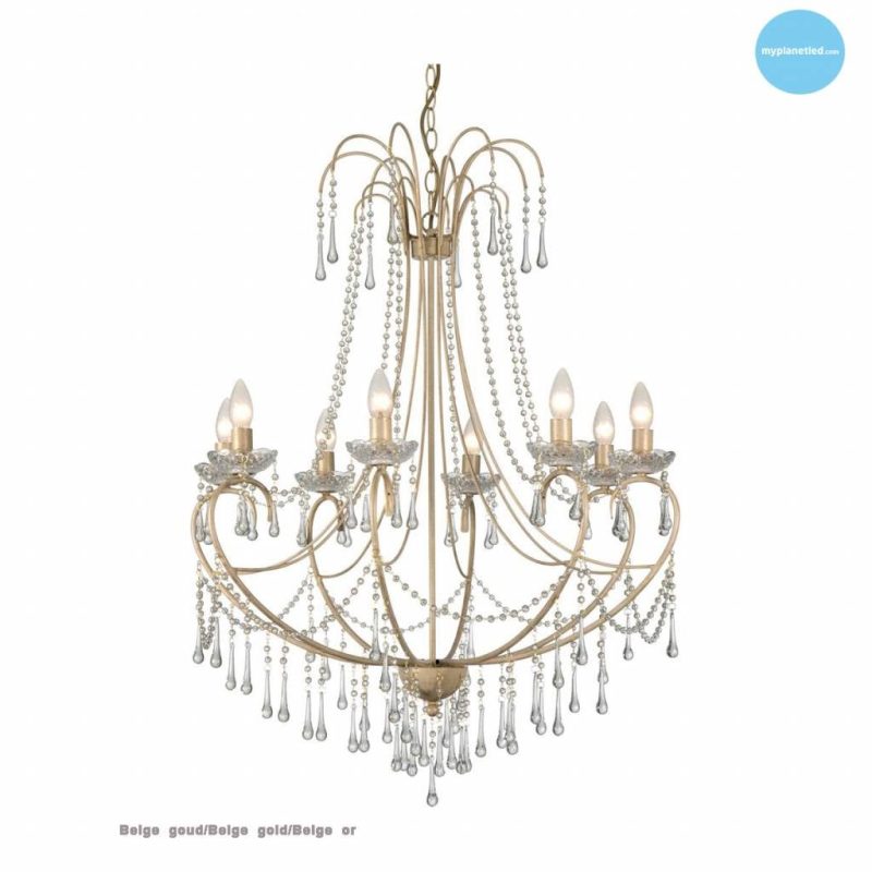 Linea Verdace Romance Kristall-Kronleuchter E14x8 102cm Taupegrau