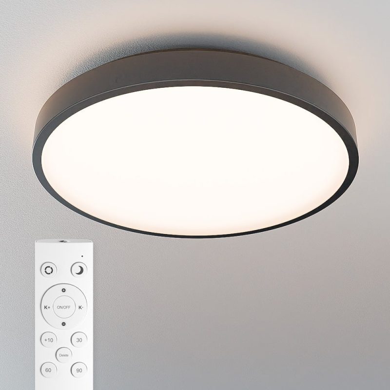 LED Deckenleuchte rund CCT 24W dimmbar schwarz IP44 Bad