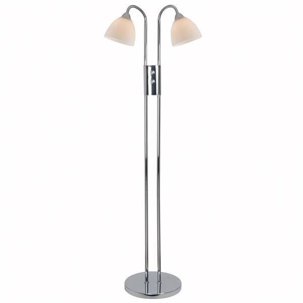 Nordlux Ray Stehleuchte doppelt dimmbar chrom mit Glasschirmen E14