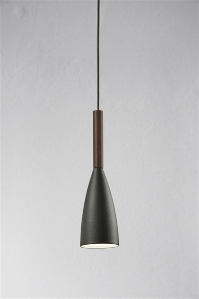 Nordlux Pure Pendelleuchte konisch Metall E27 355mm grau Nussbaum