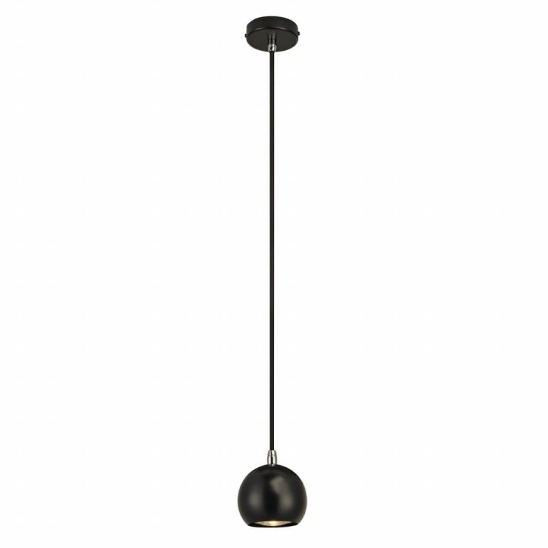 Light Eye lampada a sospensione sfera nera acciaio 89mm Ø, GU10