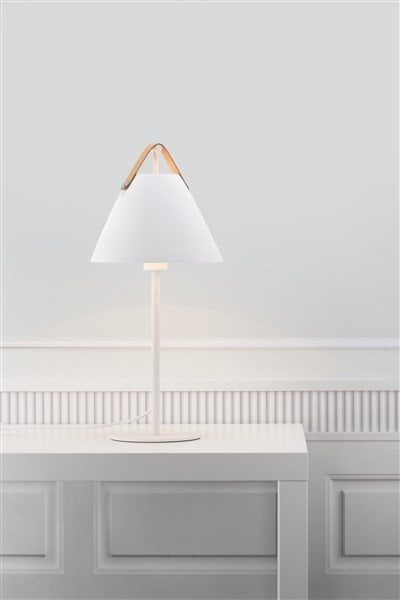 Nordlux Strap table lamp white, metal, E27 fitting, Scandinavian design