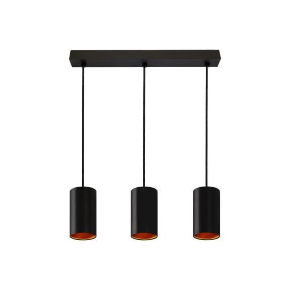 Spectrum LED Chloe hanglamp 3x GU10 aluminium zwart met gouden binnenkant