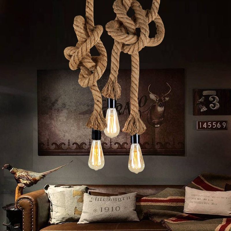 Suspension corde E27, corde tressée beige, simple ou double