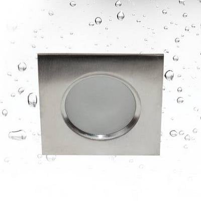 Foco empotrable baño cuadrado acero inoxidable 85mm GU10 IP65