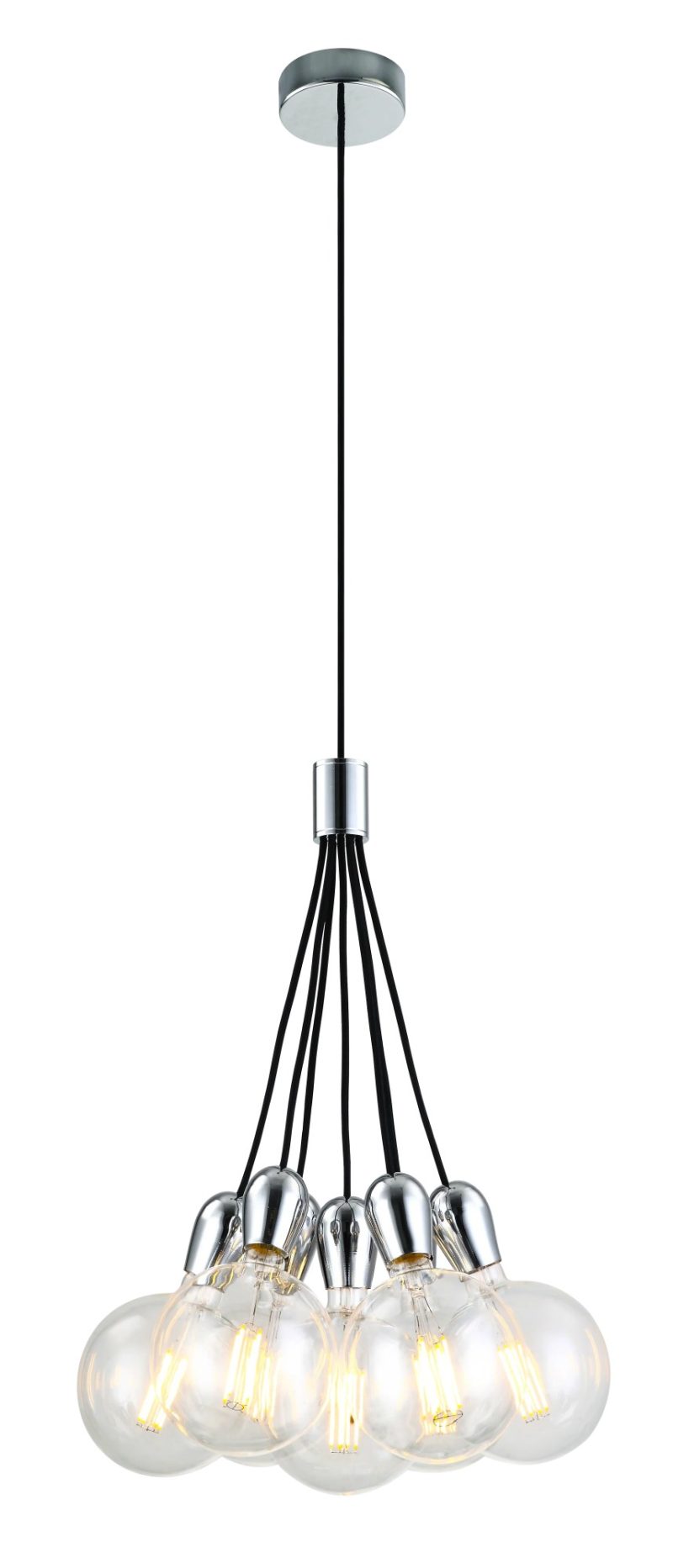 Fantasia Kobar pendant light black/chrome, 7x E27 (excl.)