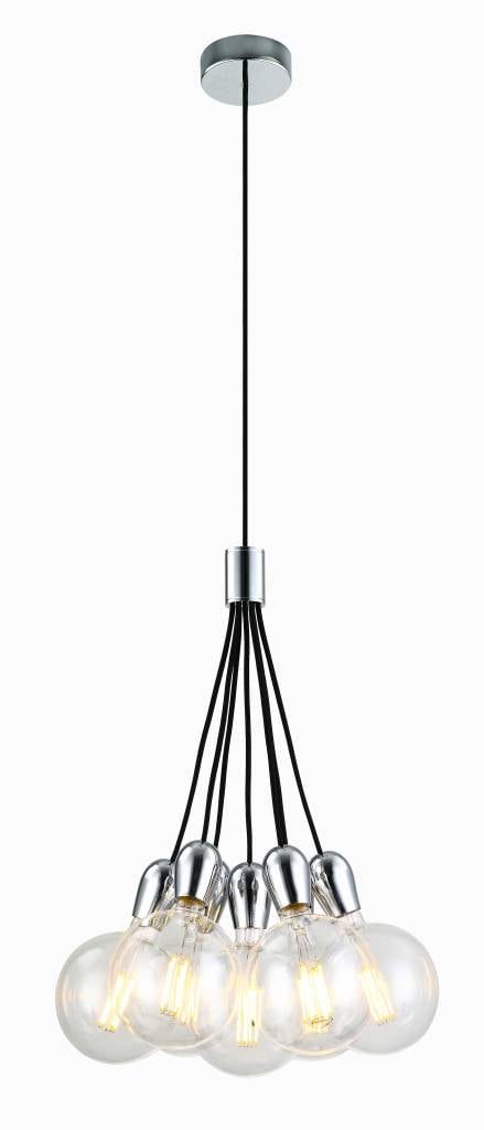 Fantasia Kobar Pendelleuchte schwarz, 7 Lichtpunkte mit E27-Fassung, Metall