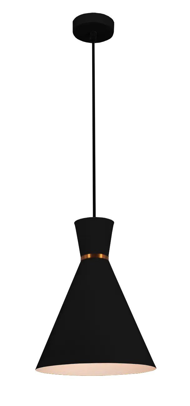 Fantasia Kono cone pendant light, black plastic, Ø25 cm, E27 fitting