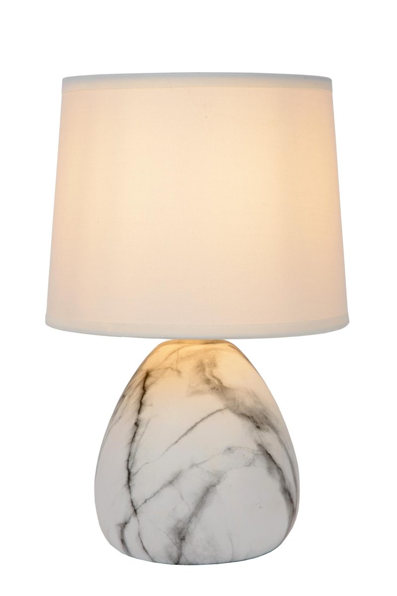 LUCIDE MARMO - Lampe de Table - Ø 16 cm - 1xE14 - Blanc