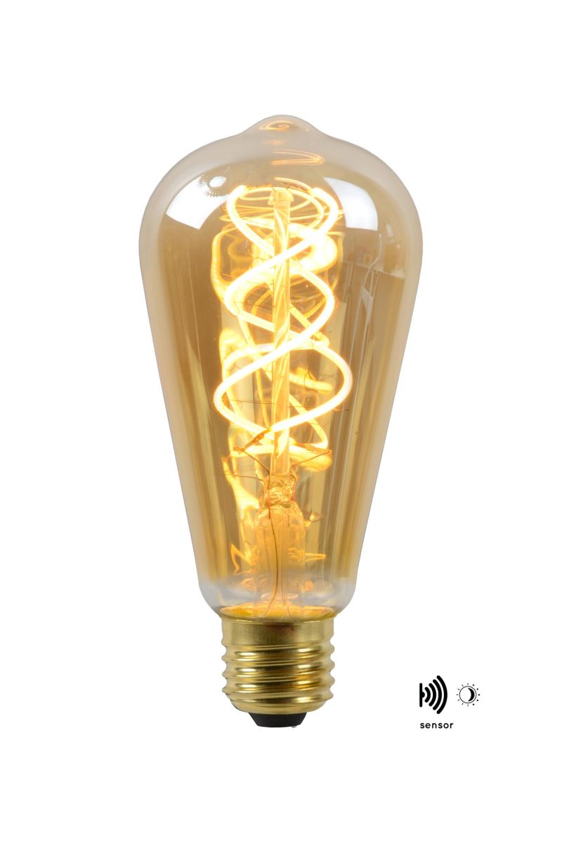 LUCIDE ST64 TWILIGHT SENSOR - Lampada a filamento Esterno - Ø 6,4 cm - LED - E27 - 1x4W 2200K - Ambra