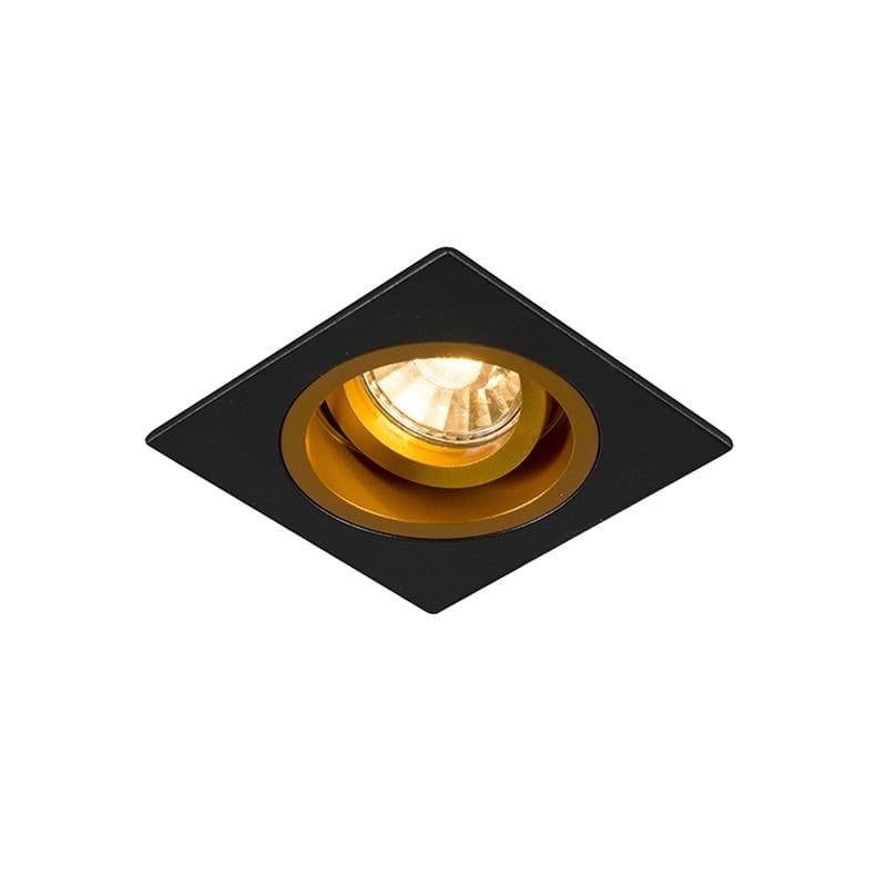 Chuck Einbaustrahler quadratisch schwarz-gold GU10 schwenkbar