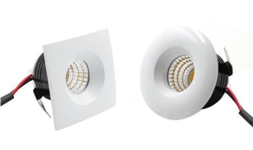 Recessed spotlight 40 mm IP44 round/square 3W LED 270 lumen