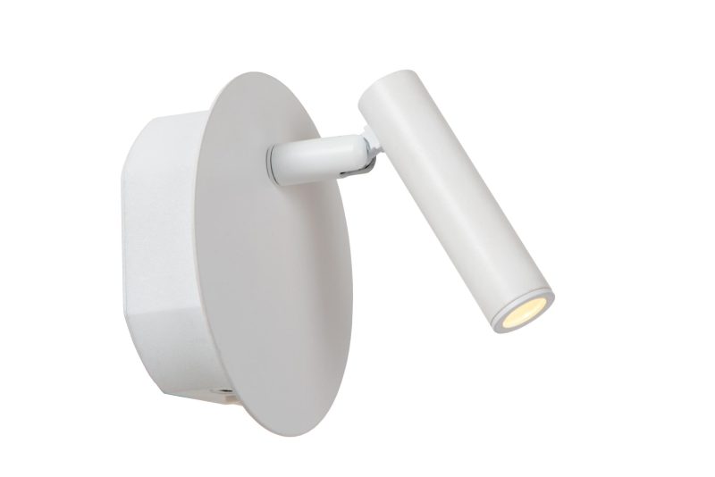 LUCIDE JOLIJN - Lampe de Chevet Rechargeable - Batterie - Ø 10,2 cm - LED - 1x2W 3000K - Avec Système de Montage Magnétique - Blanc