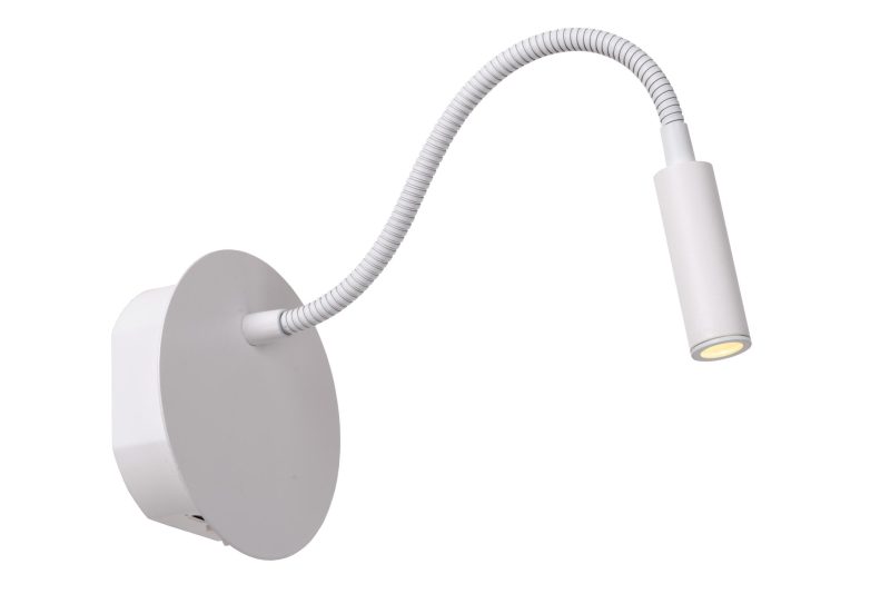 LUCIDE JOLIJN - Lampada da Letto Ricaricabile - Batteria - Ø 11 cm - LED - 1x2W 3000K - Con Sistema di Montaggio Magnetico - Bianco