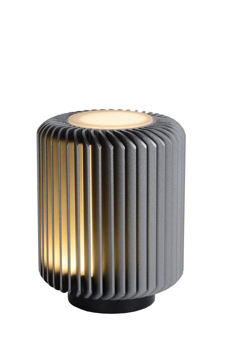 LUCIDE TURBIN - Lampe de Table - Ø 10,6 cm - LED - 1x5W 3000K - Gris