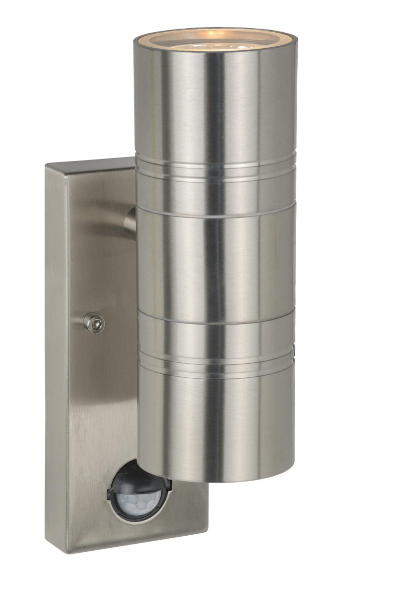 LUCIDE ARNE-LED IR - Wandspot Buiten - Ø 6,3 cm - LED - GU10 - 2x5W 2700K - IP44 - Mat chroom