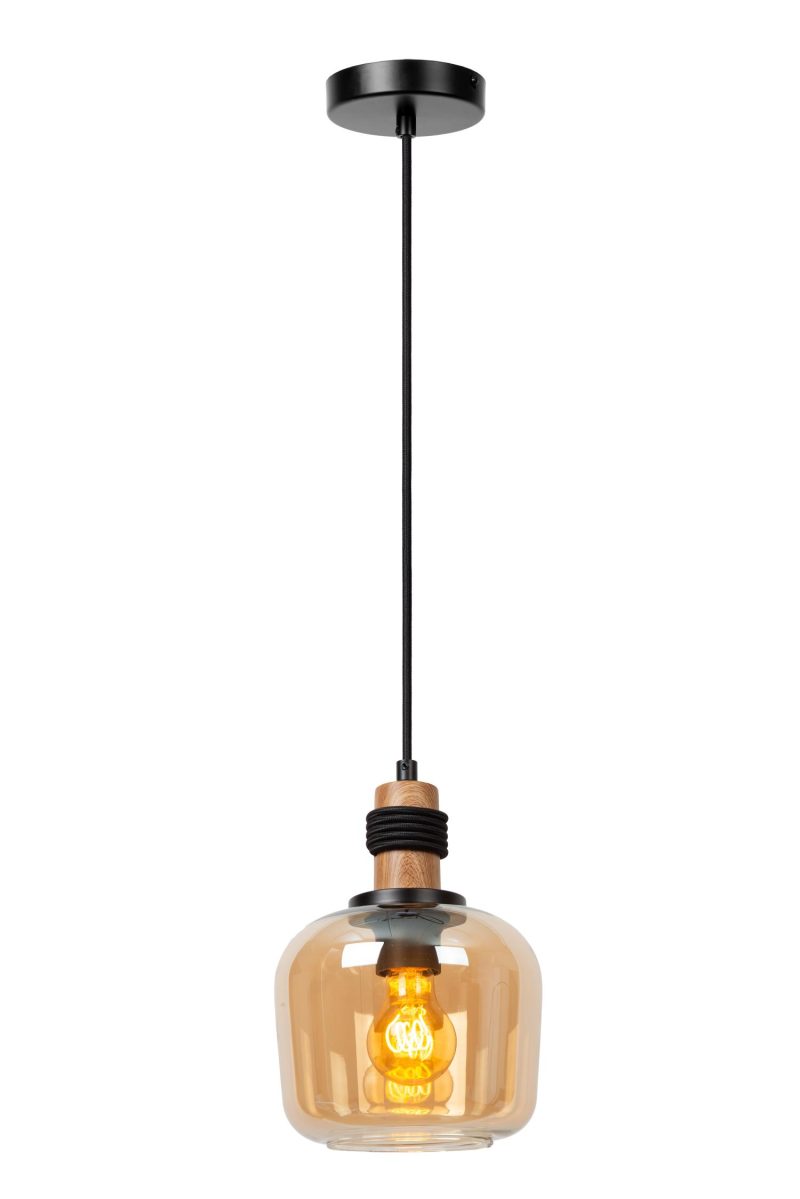 LUCIDE ILONA - Pendelleuchte - Ø 18 cm - 1xE27 - Bernstein