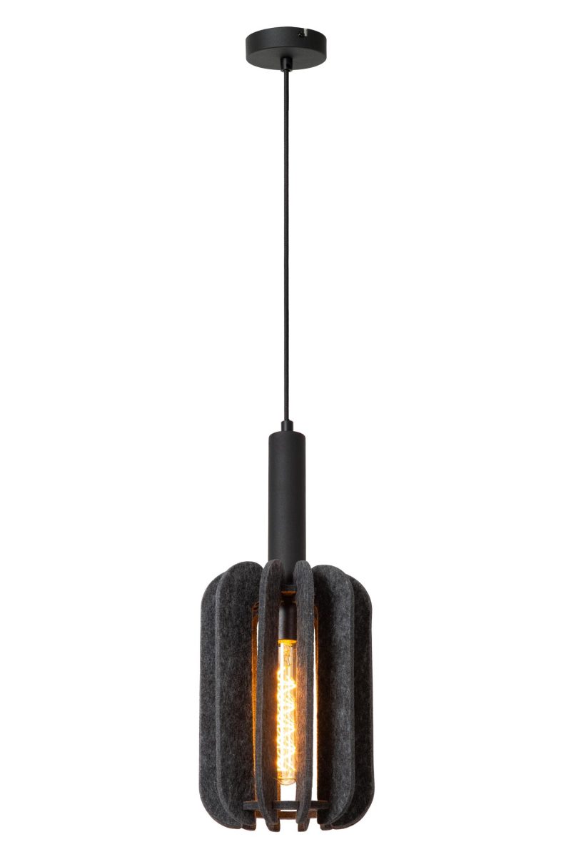 LUCIDE RAFAL - Hanglamp - Ø 20 cm - 1xE27 - Grijs