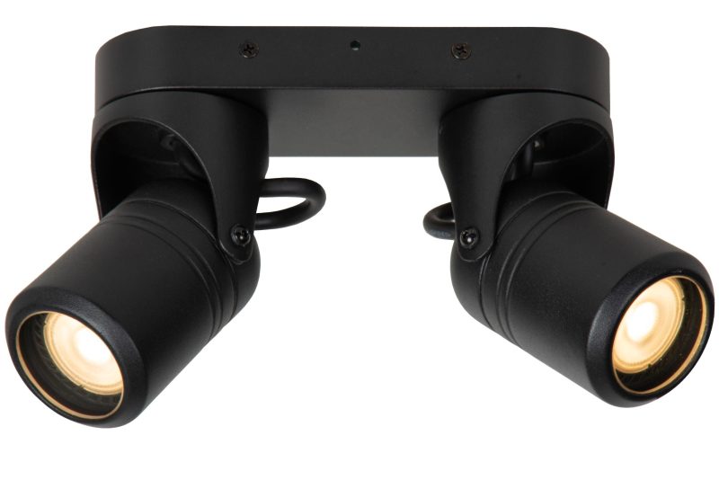 LUCIDE NIORT - Faretto da Soffitto Esterno - 2xGU10 - IP44 - Nero