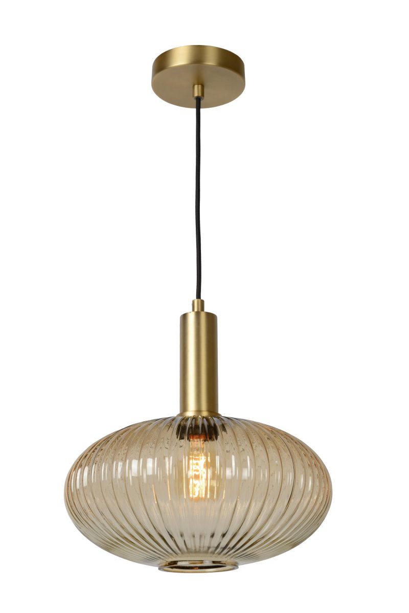 LUCIDE MALOTO - Lampada a Sospensione - Ø 30 cm - 1xE27 - Ambra