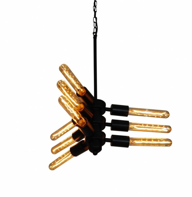 Homelighting Helix lampada a sospensione triangolo 9 luci E27 nero metallo vintage