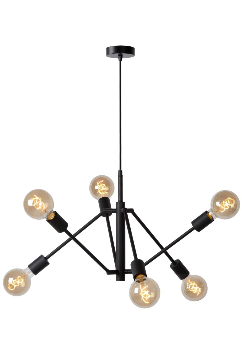 LUCIDE LESTER - Lampada a Sospensione - 6xE27 - Nera