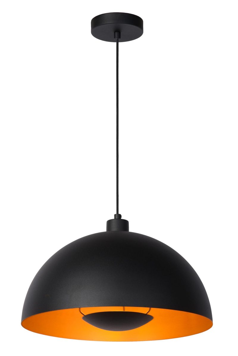 LUCIDE SIEMON - Pendelleuchte - Ø 40 cm - 1xE27 - Schwarz
