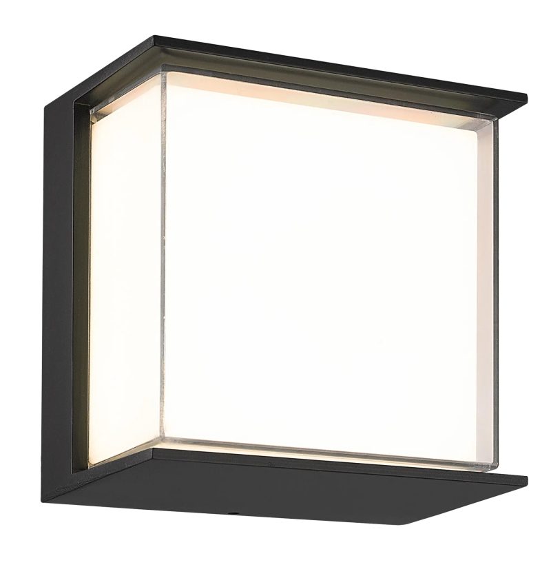 Fantasia Aslan applique nera da esterno, IP65, 9W LED 1100lm