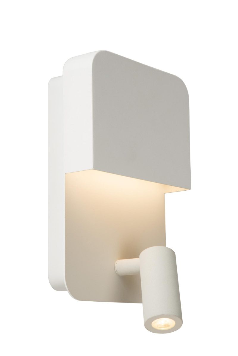 LUCIDE BOXER - Bedlamp - LED - 3000K - Met USB oplaadpunt - Wit