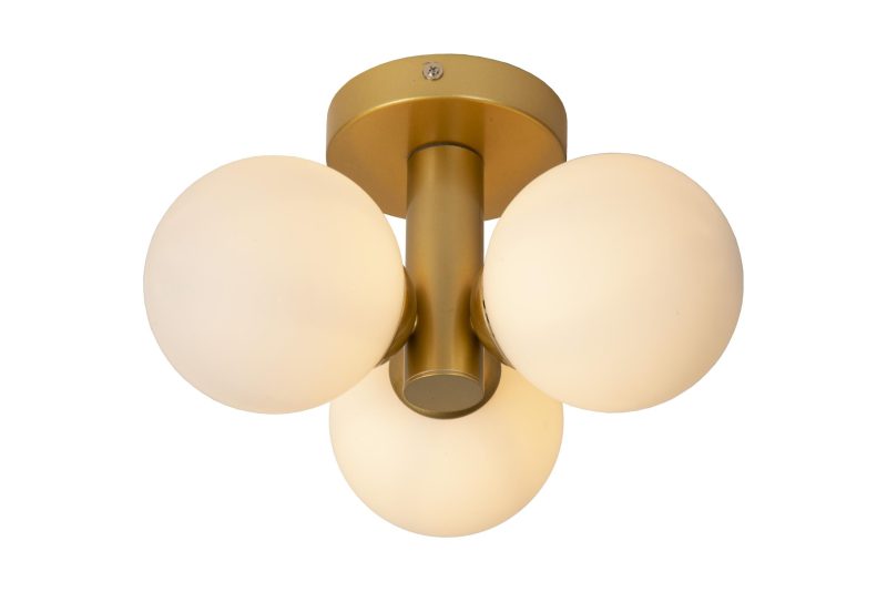 LUCIDE TRUDY - Badezimmer Deckenleuchte - Ø 28 cm - 3xG9 - IP44 - Matt Gold / Messing