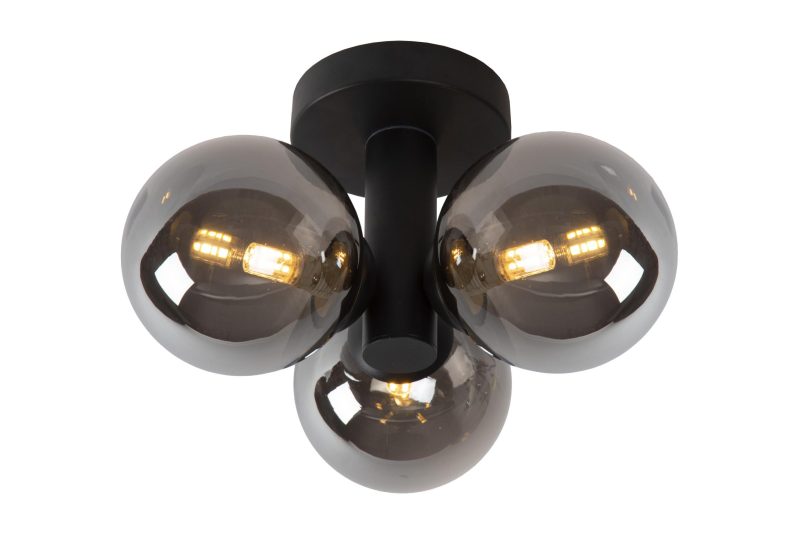 LUCIDE TRUDY - Badezimmer Deckenleuchte - Ø 28 cm - 3xG9 - IP44 - Schwarz