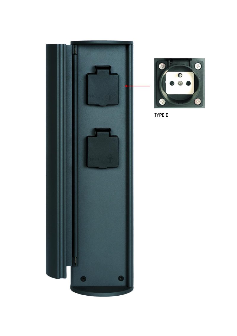 LUCIDE POWERPOINT - Buitenstopcontact zuil - Stopcontacten met penaarde - Type E - FR, BE, POL, SVK & CZE norm - Ø 10 cm - IP44 ? Antraciet