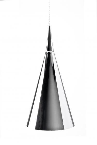 Indigo hanglamp boven eettafel conisch chroom, E27, 430mm