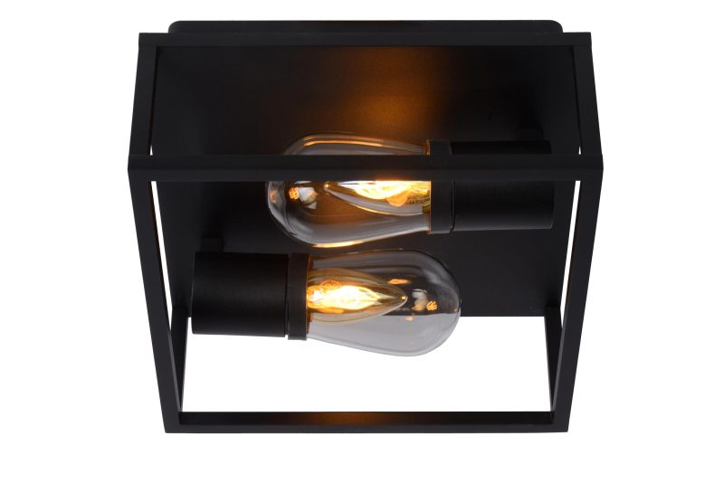 LUCIDE CARLYN - Bathroom Ceiling Light - 2xE14 - IP54 - Black