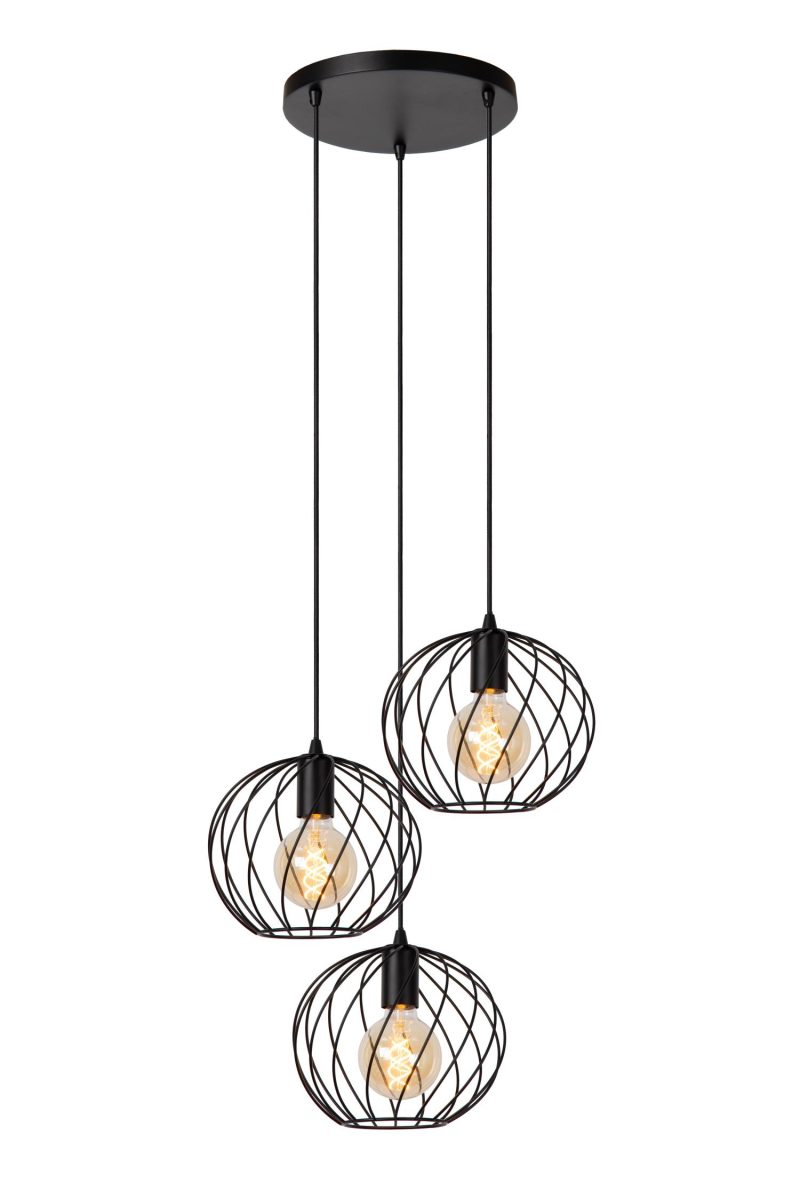 LUCIDE DANZA - Pendelleuchte - Ø 50 cm - 3xE27 - Schwarz