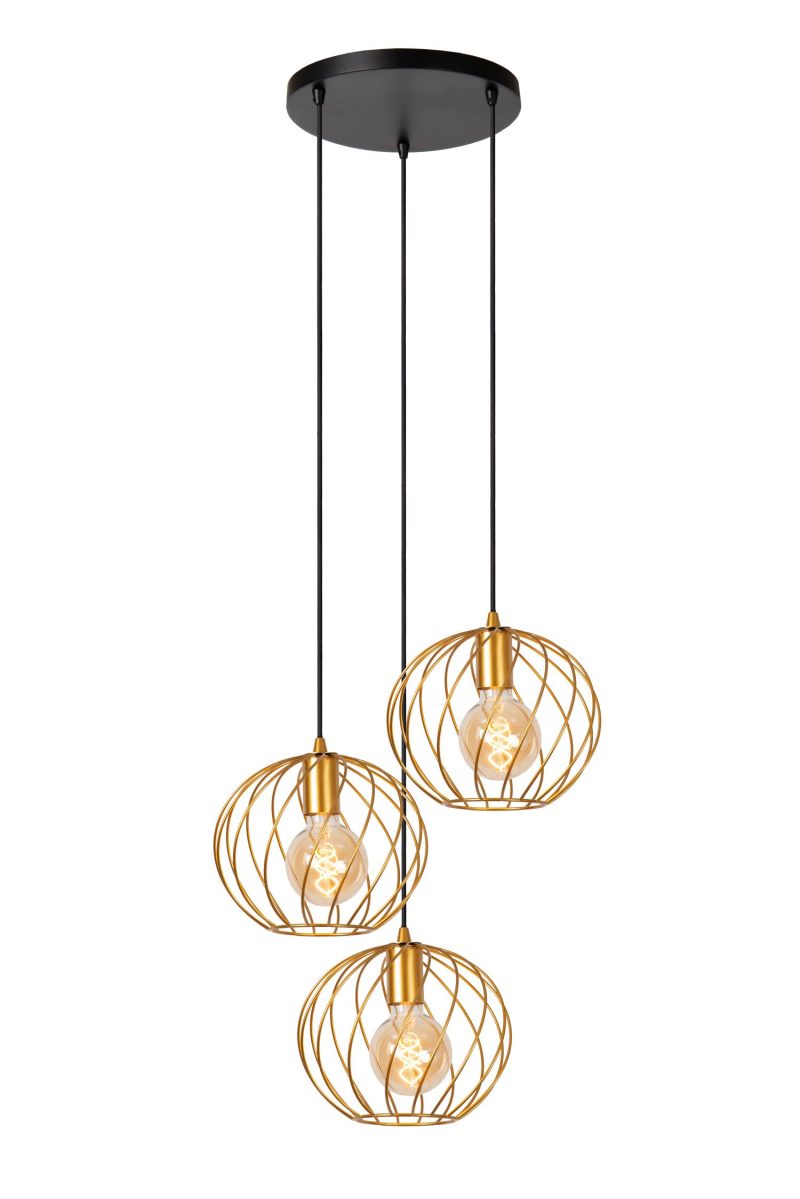 LUCIDE DANZA - Lampada a Sospensione - Ø 50 cm - 3xE27 - Oro Opaco / Ottone