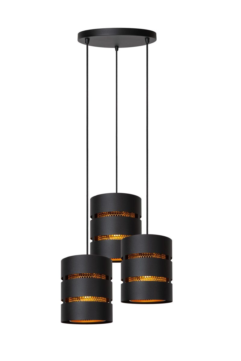 LUCIDE ROSAS - Lampada a Sospensione - Ø 43 cm - 3xE27 - Nera