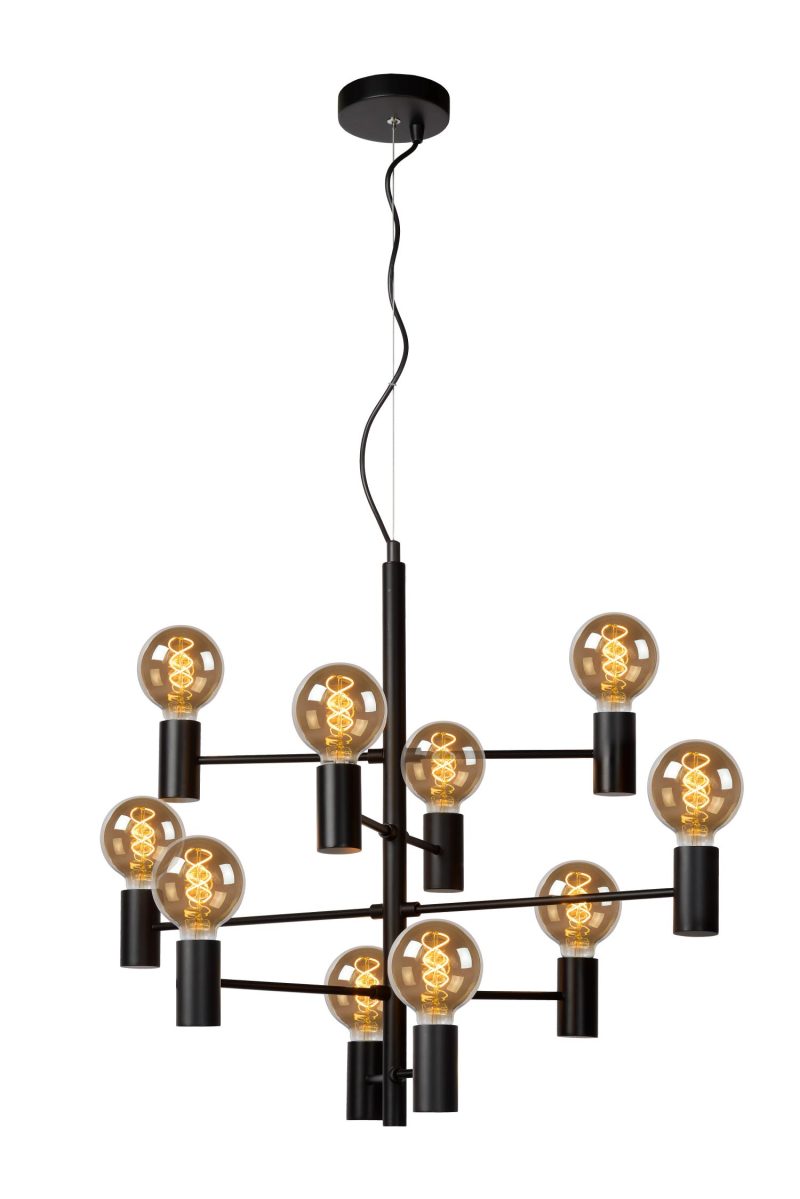 LUCIDE LEANNE - Lampada a Sospensione - Ø 65 cm - 10xE27 - Nera