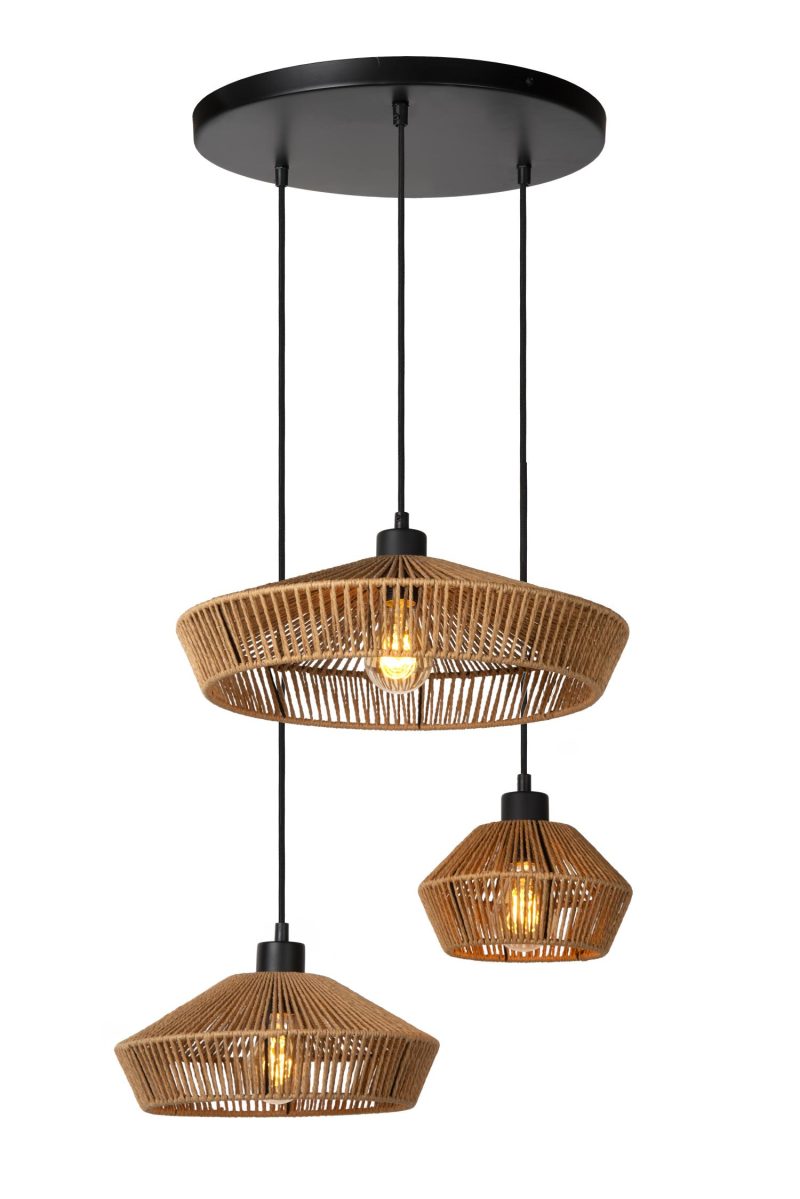 LUCIDE YUNKAI - Lampada a Sospensione - Ø 60 cm - 3xE27 - Naturale