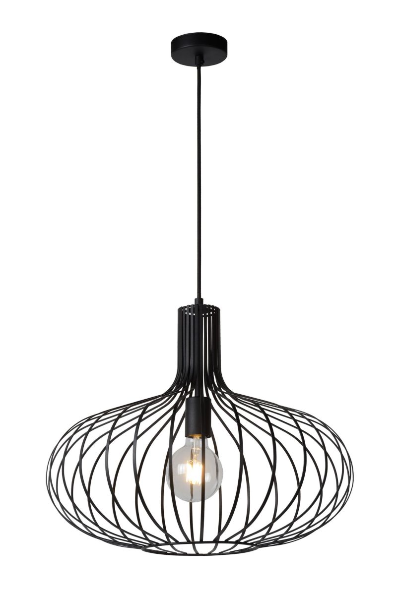 LUCIDE MANUELA - Lampada a Sospensione - Ø 50 cm - 1xE27 - Nera
