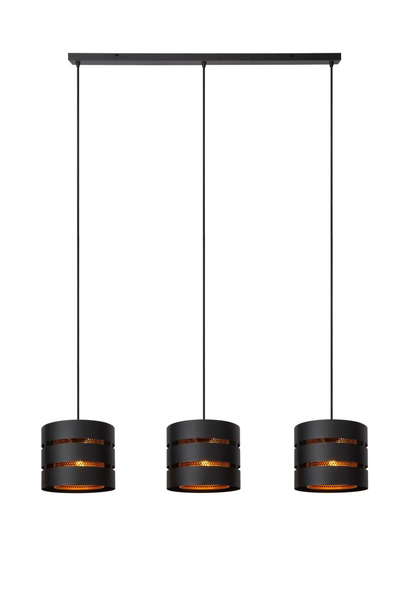 LUCIDE ROSAS - Lampada a Sospensione - 3xE27 - Nera