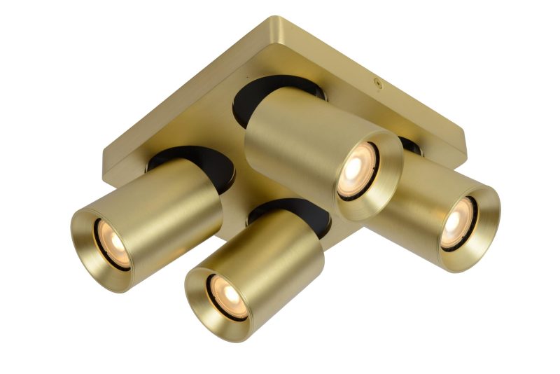 LUCIDE NIGEL - Faretto da Soffitto - LED Dim to Warm - GU10 - 4x5W 2200K/3000K - Oro Opaco / Ottone