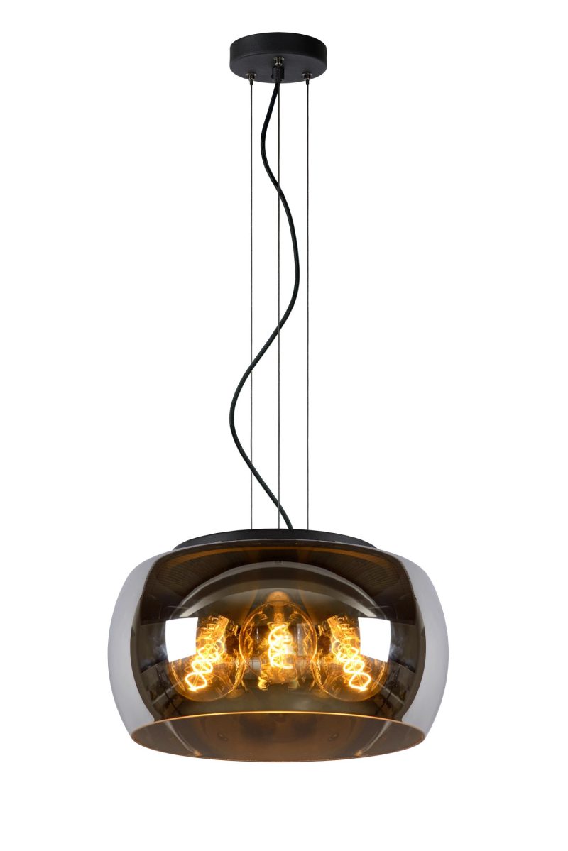 LUCIDE OLIVIA - Lampada a Sospensione - Ø 40 cm - 3xE27 - Fumé