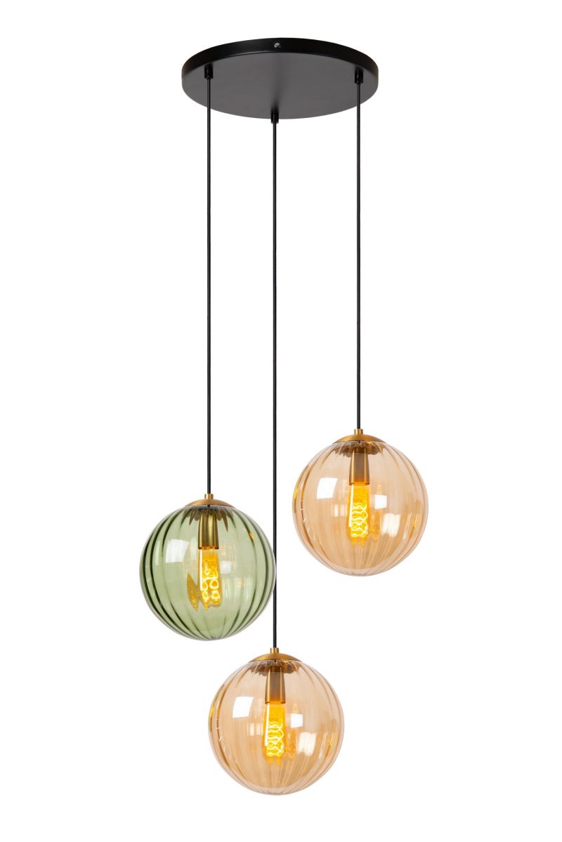 LUCIDE MONSARAZ - Lampada a Sospensione - Ø 35 cm - 3xE27 - Verde