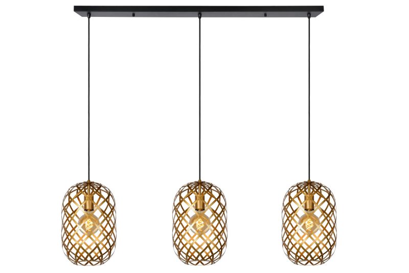 LUCIDE WOLFRAM - Hanglamp - 3xE27 - Mat Goud / Messing