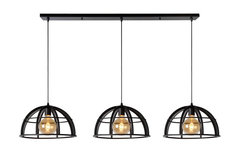 LUCIDE DIKRA - Lampada a Sospensione - Ø 40 cm - 3xE27 - Nera